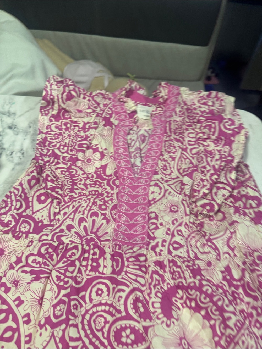 Umgee Pink and Cream Maxi Dress with Floral Paisley Print